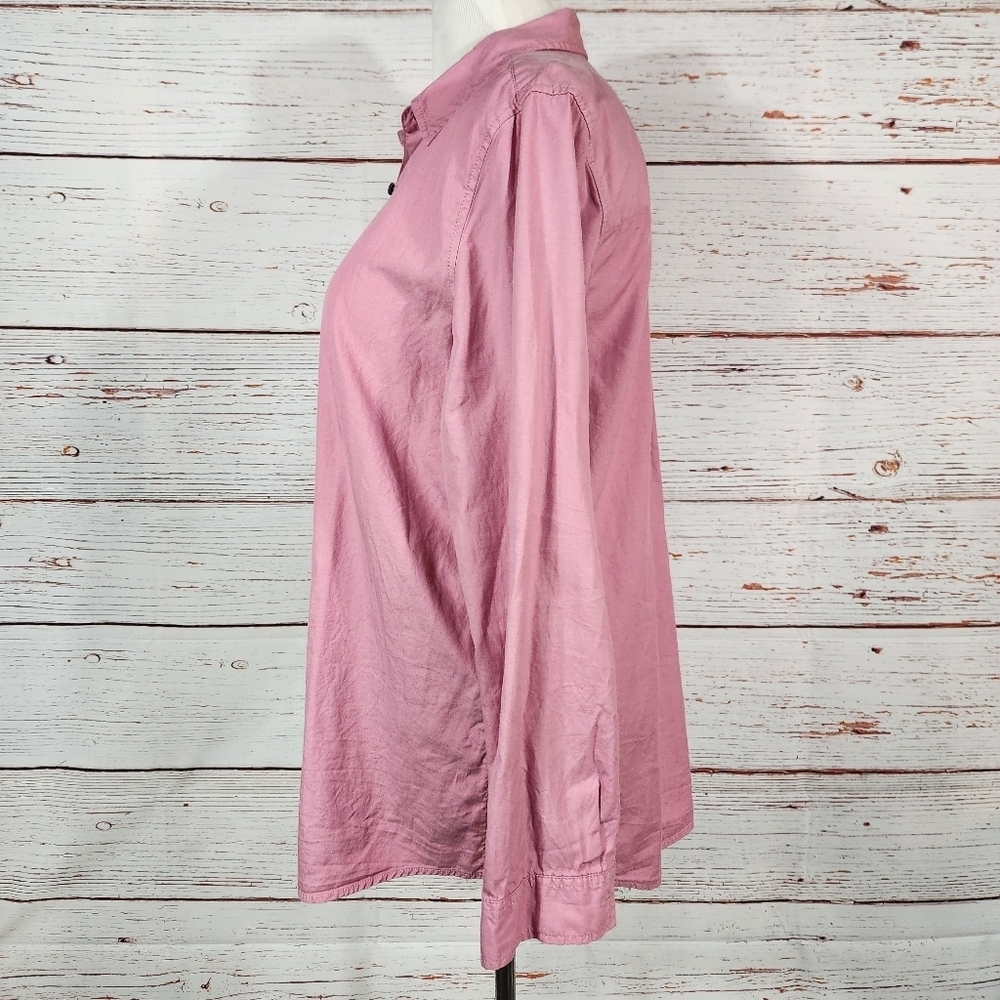 J. JILL Pink Dusty Rose Button Up Long Sleeve Top 100% Cotton Size Large Tall - Picture 3 of 6